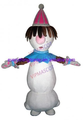 Hot sale Cartoon Adult lovely red hat snowman Mascot Fancy Dress Halloween party Costume adult size