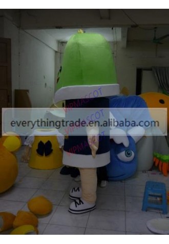 New arrival Adult cute cartoon green head doll mascot costume fancy dress party costumes adult size