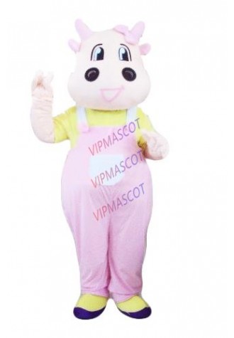 Hot sale Foam new Cartoon Character lovely pink cow mascot Costume fancy dress costume Adult size