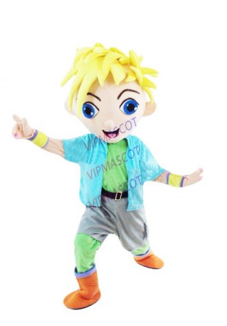 Hot sale Cute Adult lovely yellow hair boy mascot fancy dress costumes Halloween cartoon party costumes