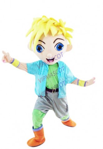 Hot sale Cute Adult lovely yellow hair boy mascot fancy dress costumes Halloween cartoon party costumes