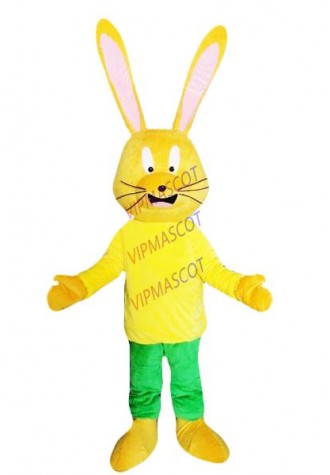 Hot sale Cute Character Adult Lovely yellow rabbit Mascot Costume fancy dress Halloween party costume
