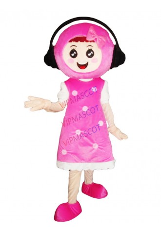 New arrival Cute Adult lovely music girl mascot fancy dress costumes Halloween cartoon party costumes