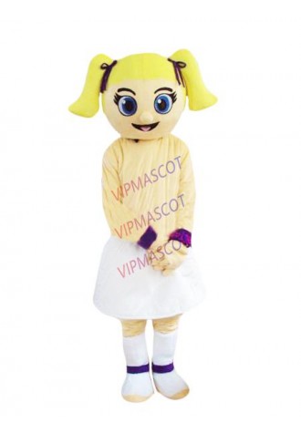 Hot selling Foam Adult cute yellow dress little girl mascot costumes cartoon character costumes fancy dress Halloween