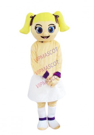 Hot selling Foam Adult cute yellow dress little girl mascot costumes cartoon character costumes fancy dress Halloween