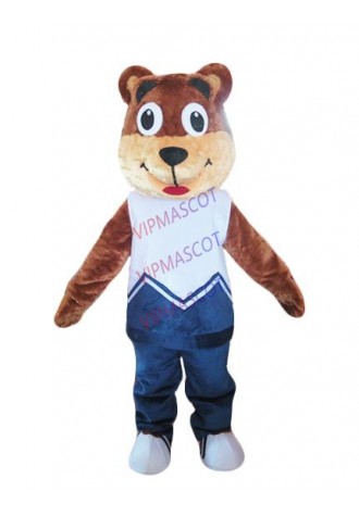 adult  and the bear mascot costume