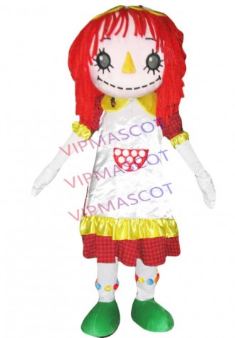 Red hair girl mascot costume adult roles mascot costume for Cosplay costume free shipping