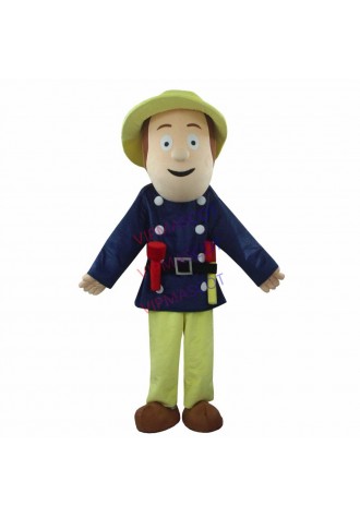 Fireman Sam Mascot Costume Firefighter Christmas Party Dress Suit Free Shipping