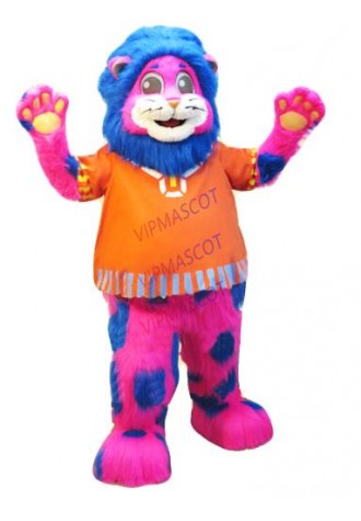 beautiful blue spotted pink lion mascot long hair plush costume high quality leone theme anime cosply costumes fancy dress 2083