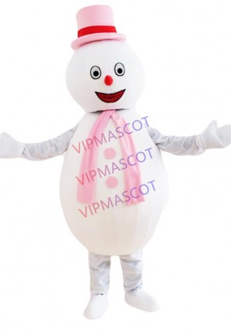 Pink Hat Snowman Mascot Outfit Fancy Dress Costume Christmas Snowman Cartoon Costume Xmas Male Female Factory Direct Sale