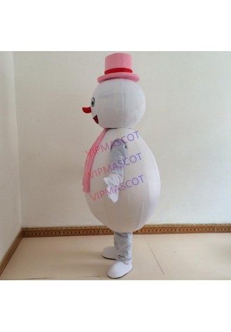 Pink Hat Snowman Mascot Outfit Fancy Dress Costume Christmas Snowman Cartoon Costume Xmas Male Female Factory Direct Sale