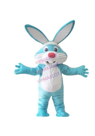Hot Sale Blue Rabbit mascot costume Adult size Cartoon costumes clothing Rabbit Moving for Halloween party fancy Direct