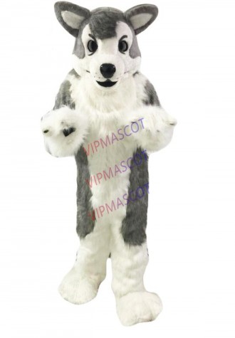 High quality Simulated gray dog Mascot Costumes stage performance Movie props cartoon Apparel Custom made Adult Size 128