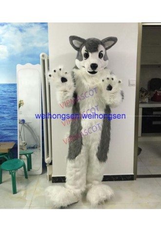High quality Simulated gray dog Mascot Costumes stage performance Movie props cartoon Apparel Custom made Adult Size 128