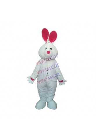 Adult White Rabbit Mascot Costume Carnival Festival Commercial Advertising Party Dress With Fan In Head