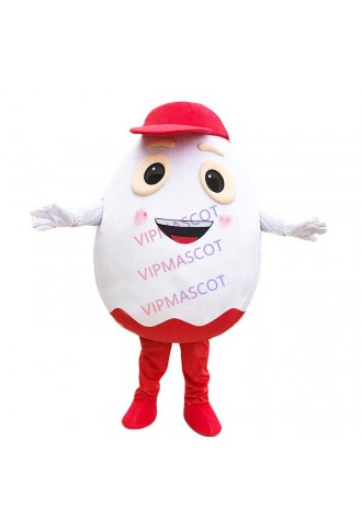 Customise White Egg Mascot White Egg Mascot Costumes with Red Hat Halloween Carnival Mascot Costumes for Sale Fast Shipping