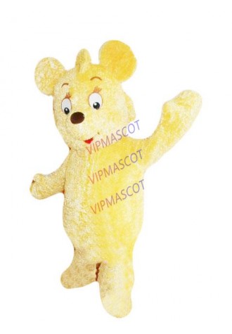 Yellow Long Fur Teddy Bear Mascot Costume Adult Cartoon Amusement Animation Film Fancy Apparel for Halloween Party