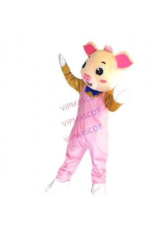 Hot Sale Cute Adult Pink Pig Mascot Costume Animal Cartoon Mascot Costumes Suit Fancy Dress for Halloween Prty Carnival Events