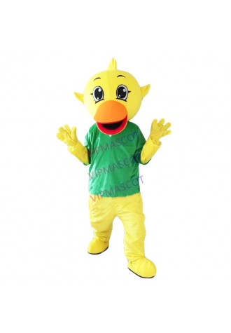 Cute Cartoon Duck Mascot Costume Duck with Green Shirt Cosplay Mascot Costumes Fancy Dress Halloween Party Advertising Outfit
