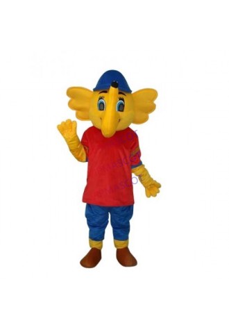 Yellow Red Big Elephant Mascot Adult Costume Online