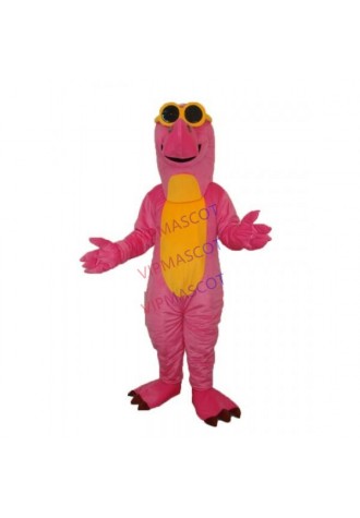 Pink Dinosaur with Glasses Mascot Adult Costume Online
