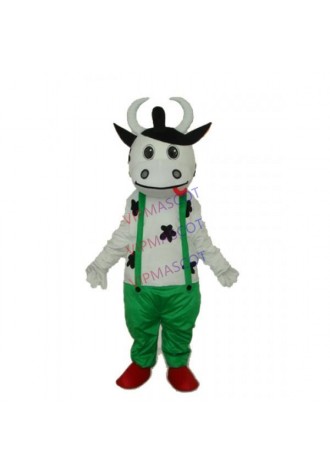 Cow in Green Overall Mascot Adult Costume Online