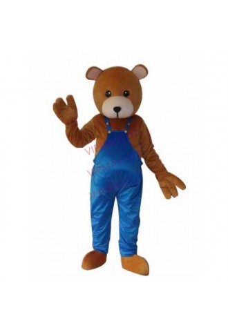 Teddy Bear in Overalls Mascot Adult Costume Online