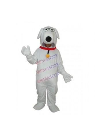 White Dog with Necklet Mascot Adult Costume Online