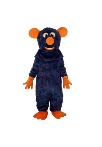 Dark Blue Big Tooth Black Plush Moust Adult Mascot Costume