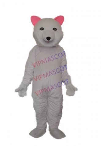 Pink Ears Polar Bear Mascot Adult Costume Online