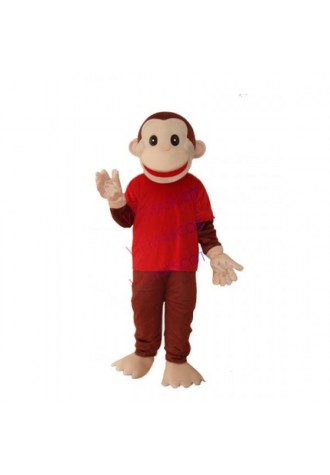 Happy Monkey in Red Shirts Mascot Adult Costume