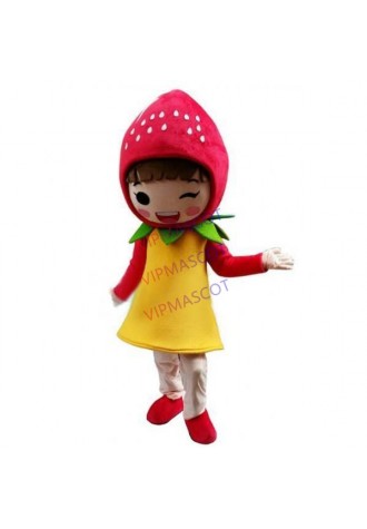 Strawberry Shortcake Girl Cartoon Adult Mascot Costume Cheap