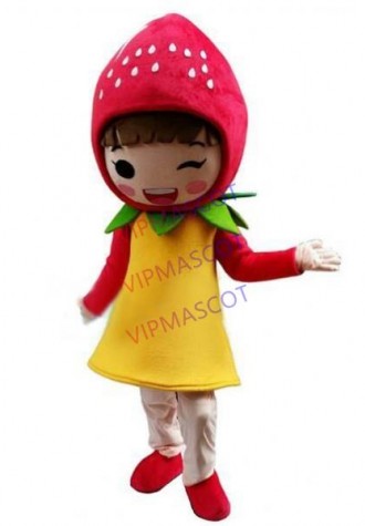 Strawberry Shortcake Girl Cartoon Adult Mascot Costume Cheap