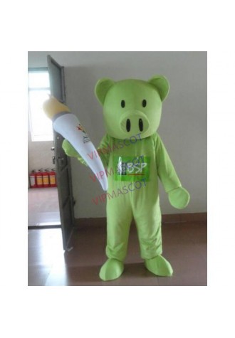 Green Pig Mascot Costume Adult Costume