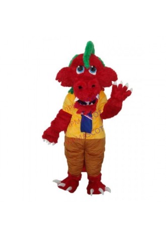 Long Wool Red Dragon Mascot Adult Costume