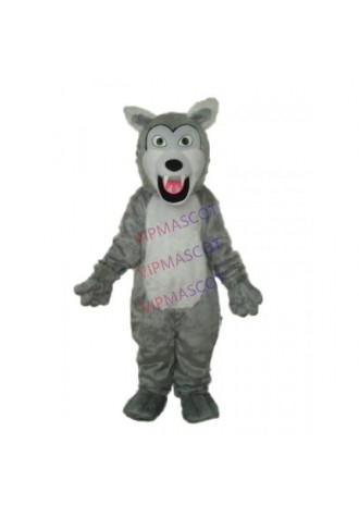 Small Long-haired Gray Wolf Mascot Adult Costume