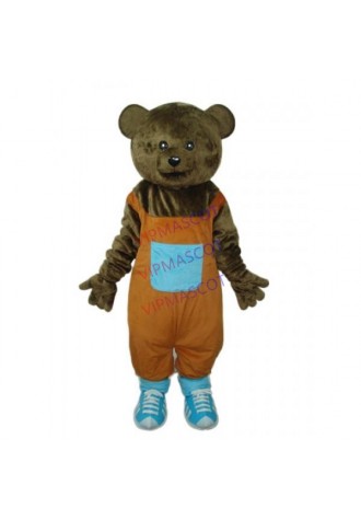Teddy Bear in Orange Overall Mascot Adult Costume Online