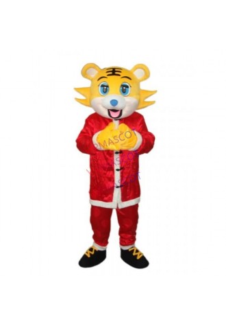 Yellow face Christmas Tiger Mascot Adult Costume