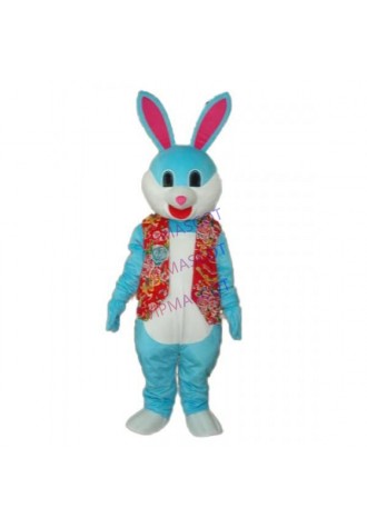 Blue Rabbit in Red Vest Mascot Adult Costume