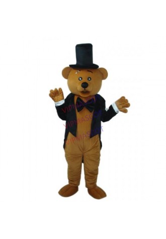 Bear in Black Suit Mascot Adult Costume