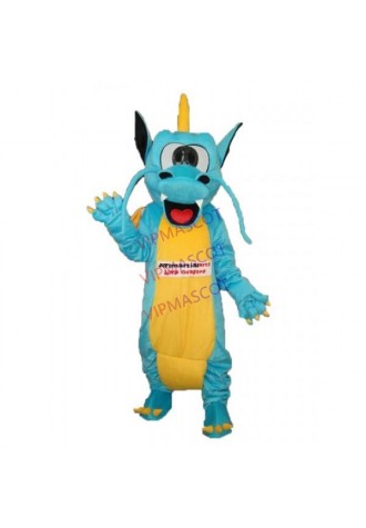 Blue Yellow Serrated Teeth Dragon Mascot Adult Costume Online