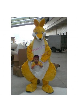Cheap Yellow Big Kangaroo Mascot Costume