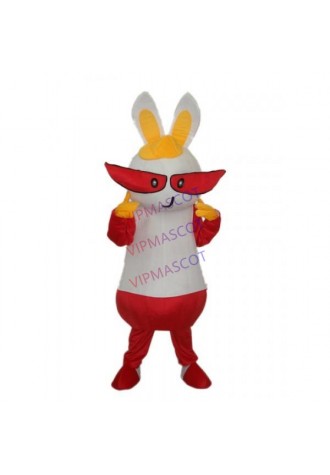 Yellow Hat Rabbit Mascot Adult Costume