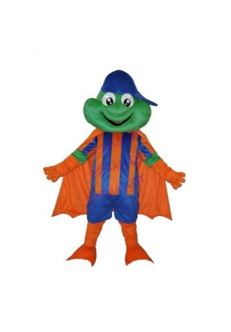 Happy Frog with Blue Hat Adult Mascot Costume Online