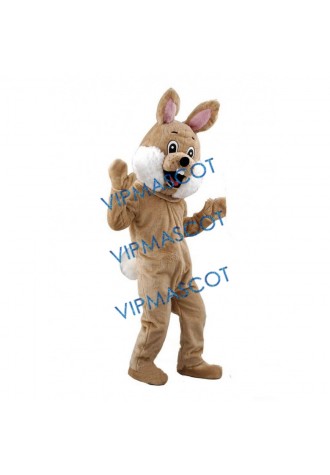 Cute Happy Brown Rabbit Mascot Costume