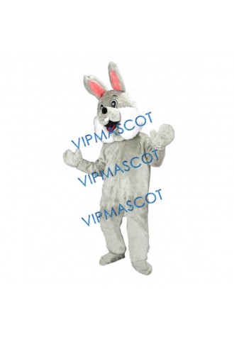 Grey Happy Rabbit Mascot Costume