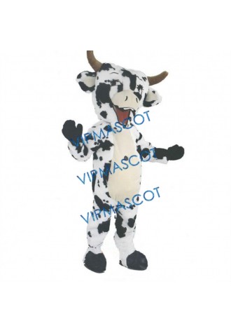 Black and white cow mascot costume