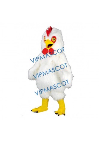 White Long Plush Chicken Mascot Costume