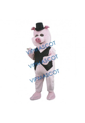 Pig Mascot Costume Businessman