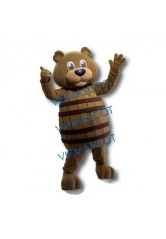 Cute Barrel Bear Mascot Costume
